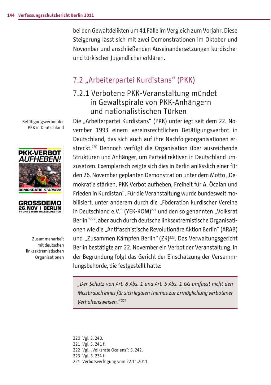 Seite 143 des Verfassungsschutzbericht 2011 Berlin