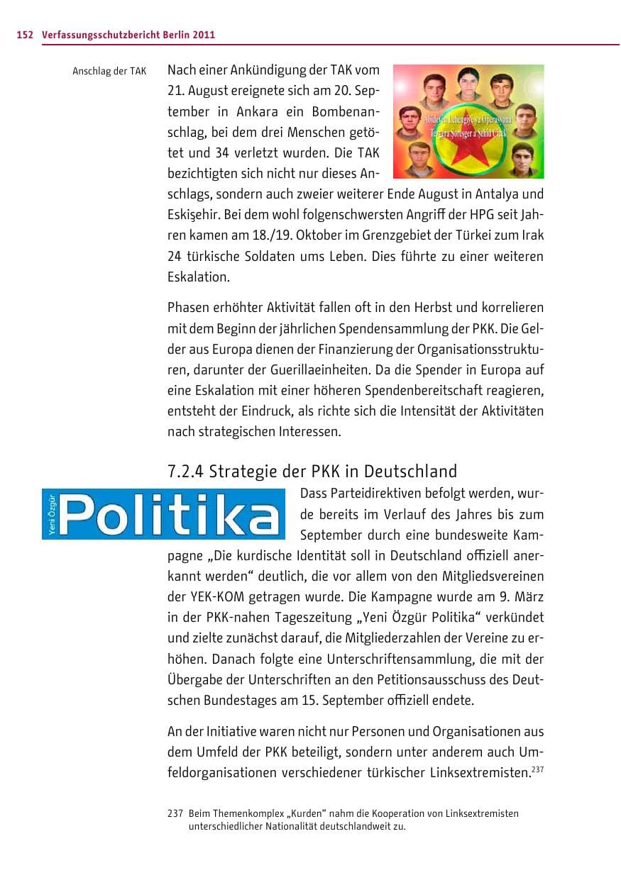Seite 151 des Verfassungsschutzbericht 2011 Berlin