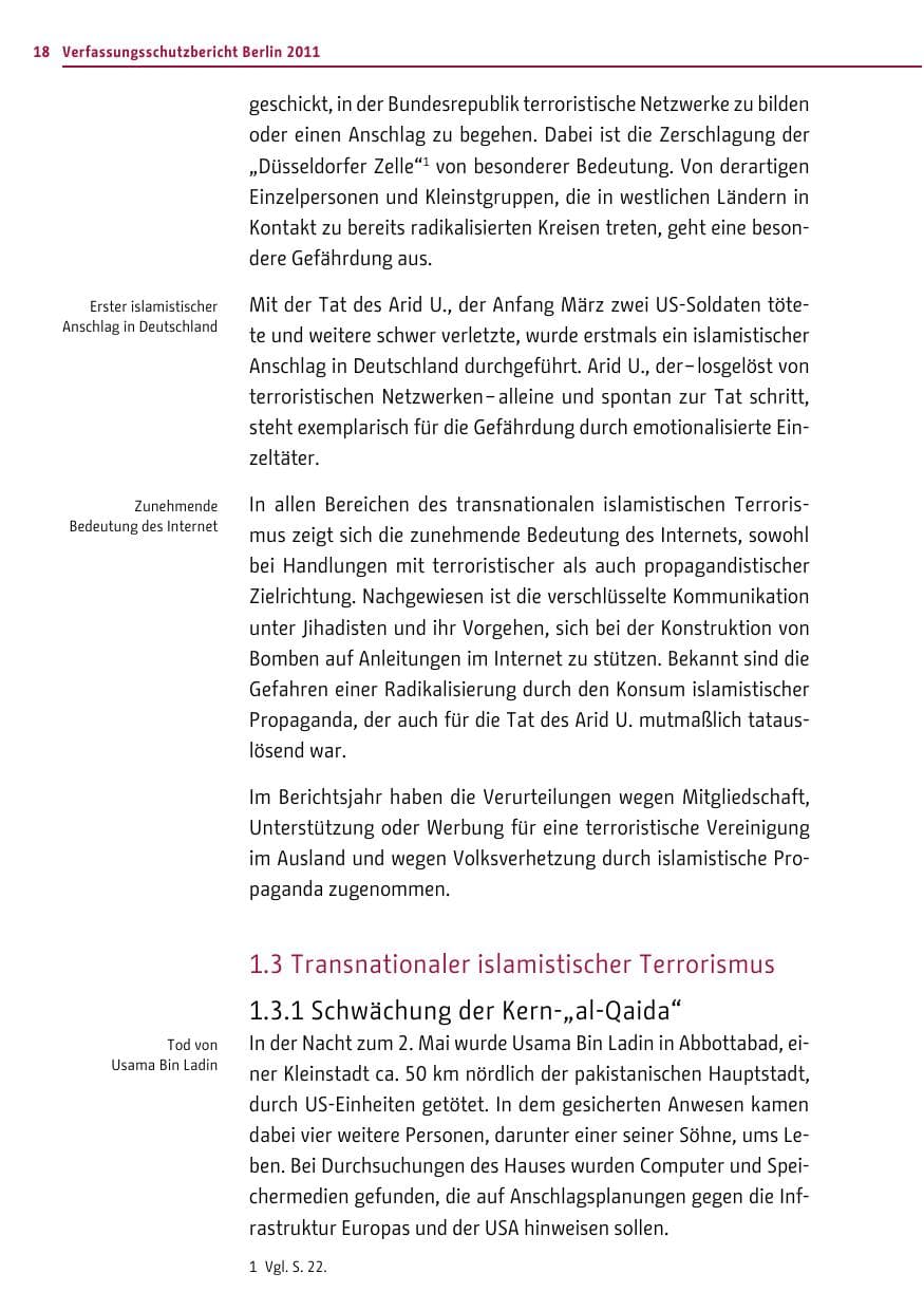 Seite 17 des Verfassungsschutzbericht 2011 Berlin