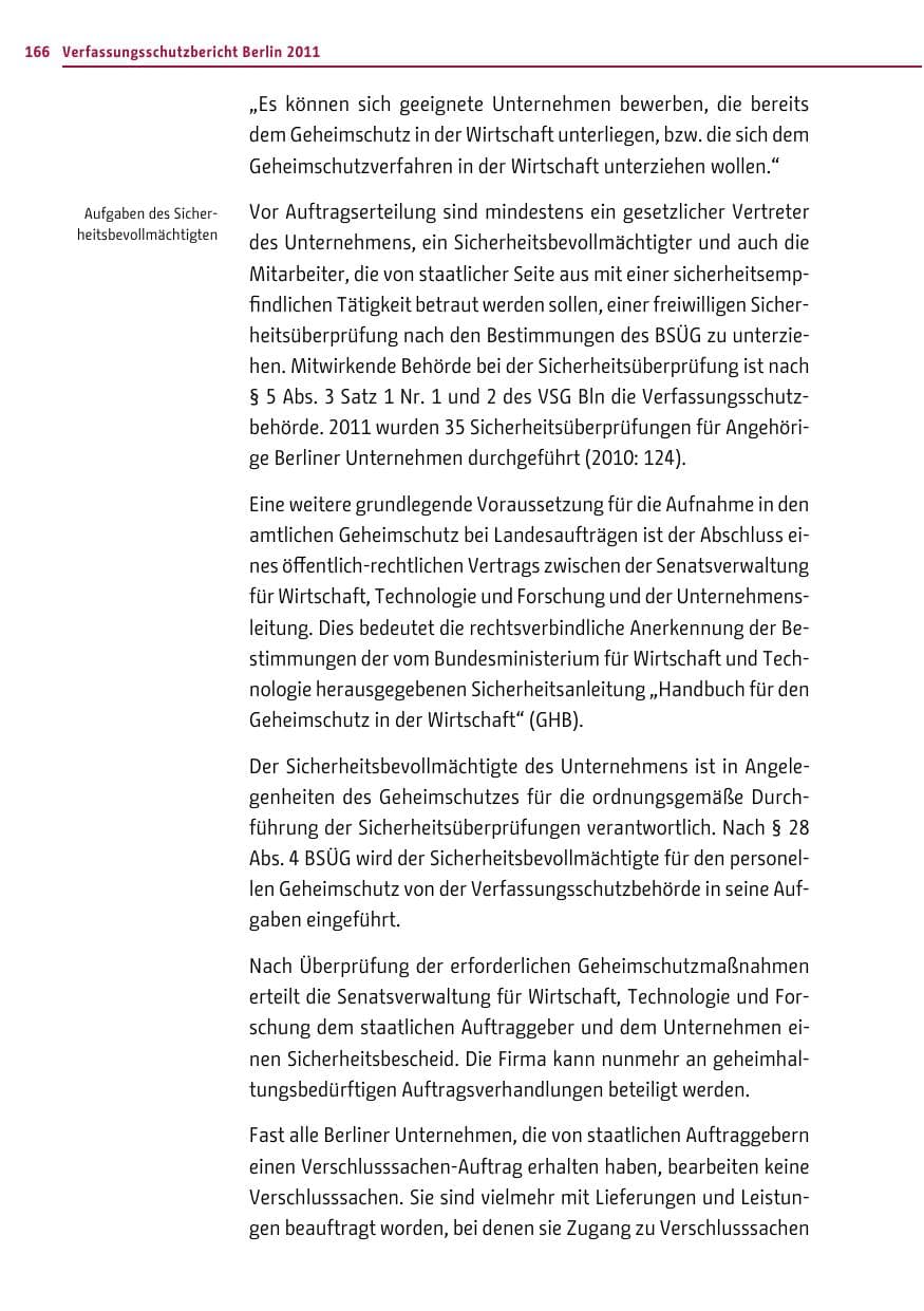 Seite 165 des Verfassungsschutzbericht 2011 Berlin