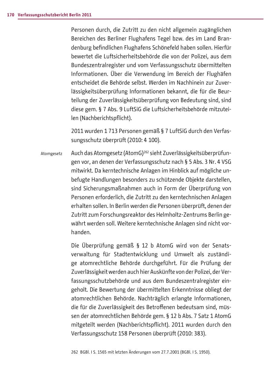 Seite 169 des Verfassungsschutzbericht 2011 Berlin