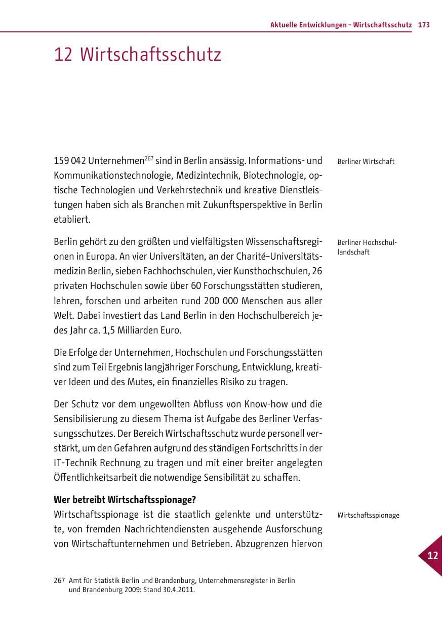 Seite 172 des Verfassungsschutzbericht 2011 Berlin