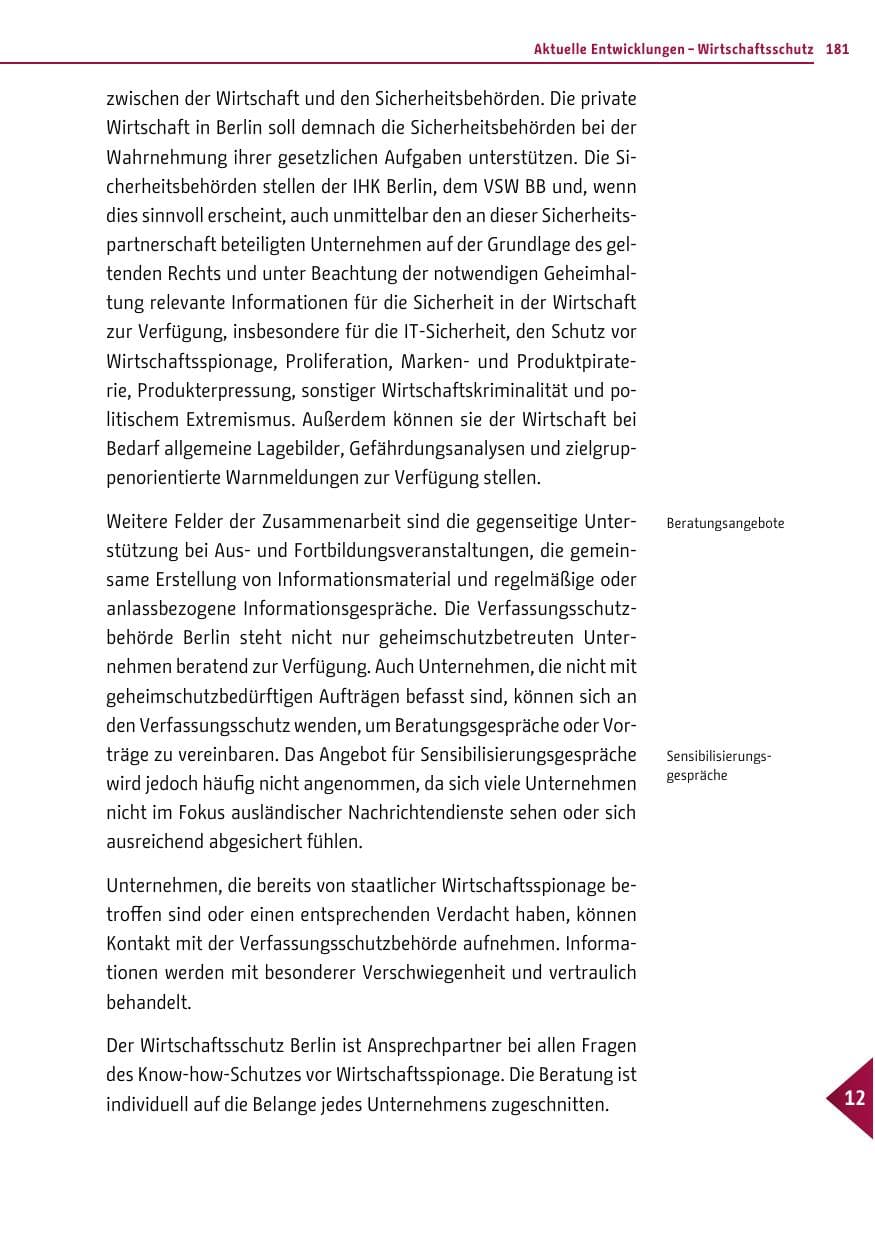 Seite 180 des Verfassungsschutzbericht 2011 Berlin
