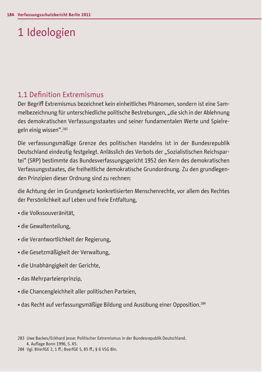 Seite 183 des Verfassungsschutzbericht 2011 Berlin