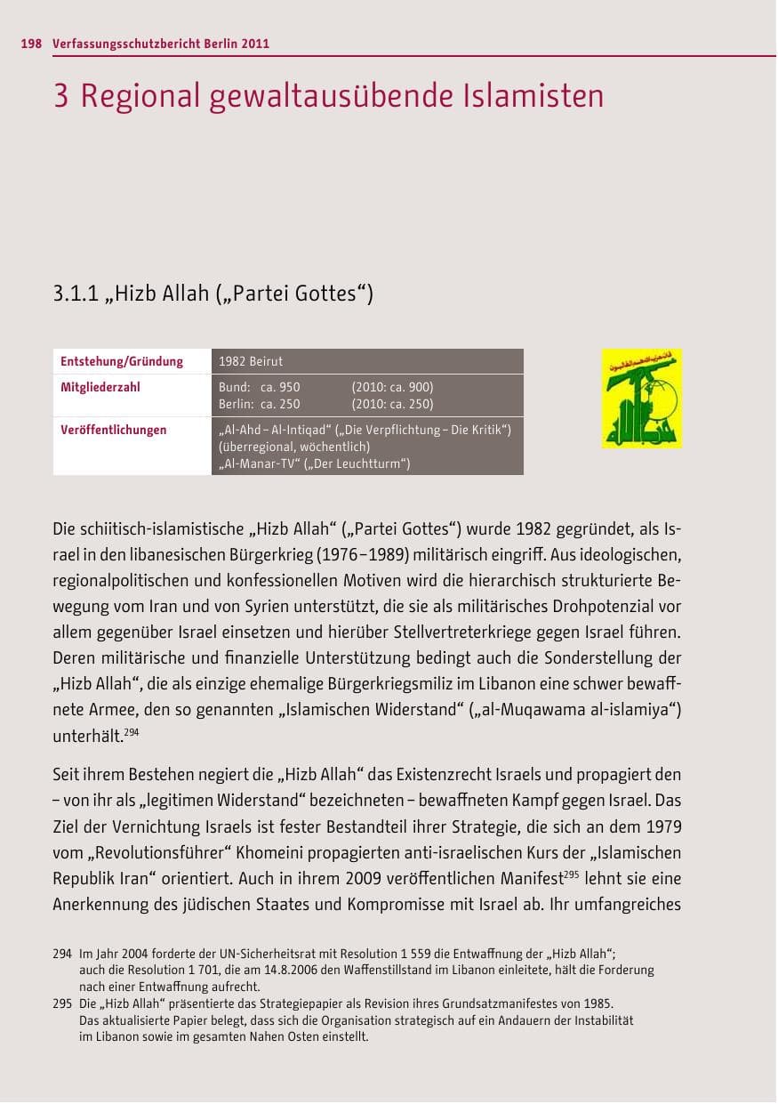 Seite 197 des Verfassungsschutzbericht 2011 Berlin