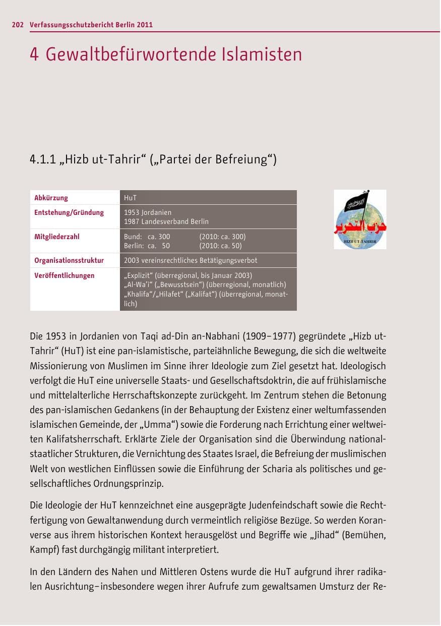 Seite 201 des Verfassungsschutzbericht 2011 Berlin