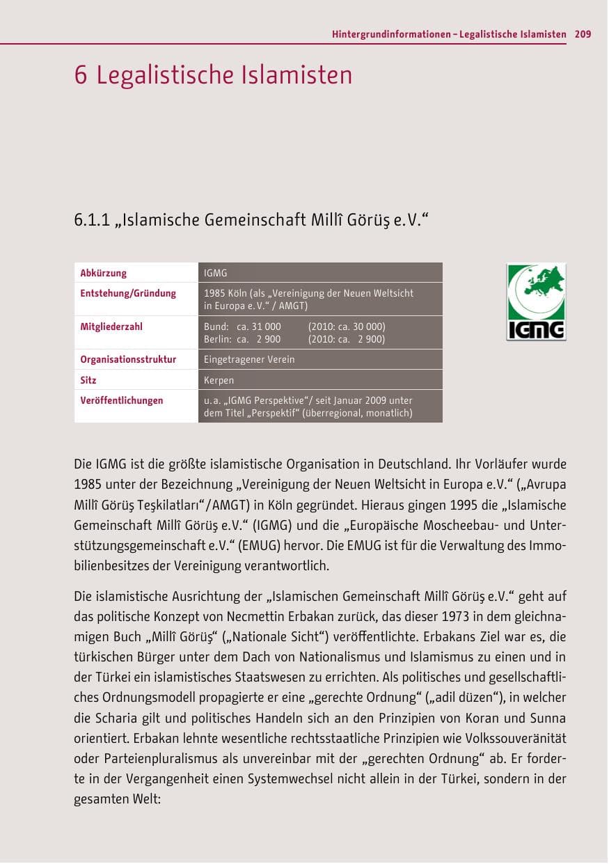 Seite 208 des Verfassungsschutzbericht 2011 Berlin