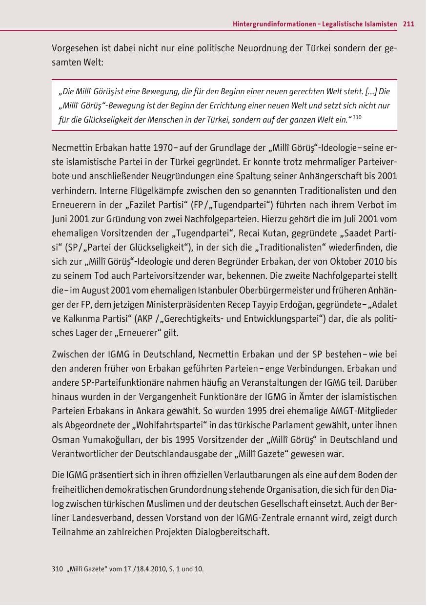 Seite 210 des Verfassungsschutzbericht 2011 Berlin