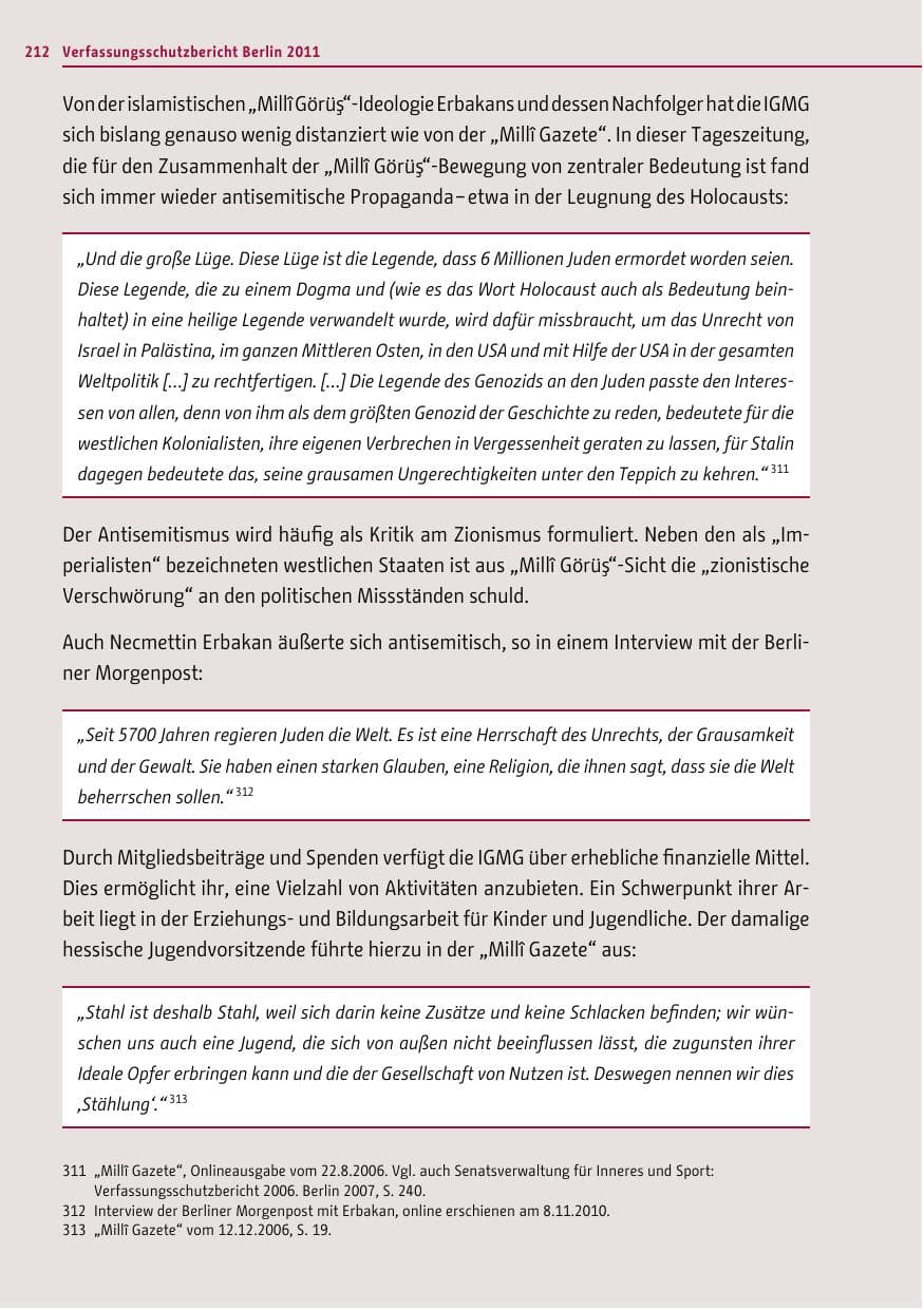 Seite 211 des Verfassungsschutzbericht 2011 Berlin