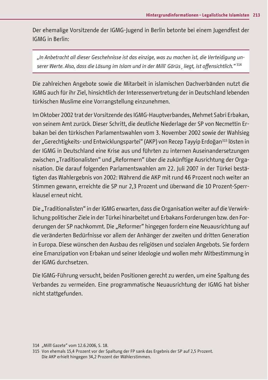 Seite 212 des Verfassungsschutzbericht 2011 Berlin