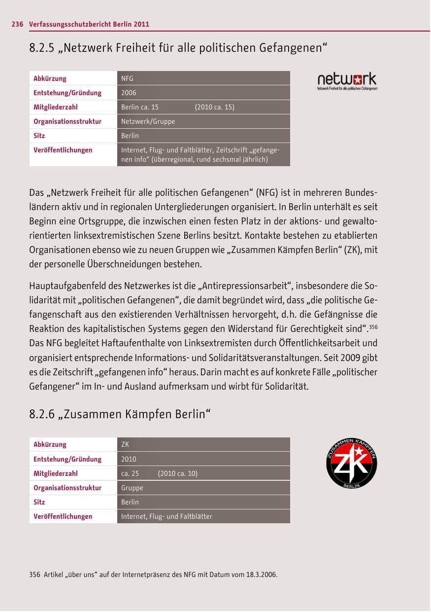 Seite 235 des Verfassungsschutzbericht 2011 Berlin