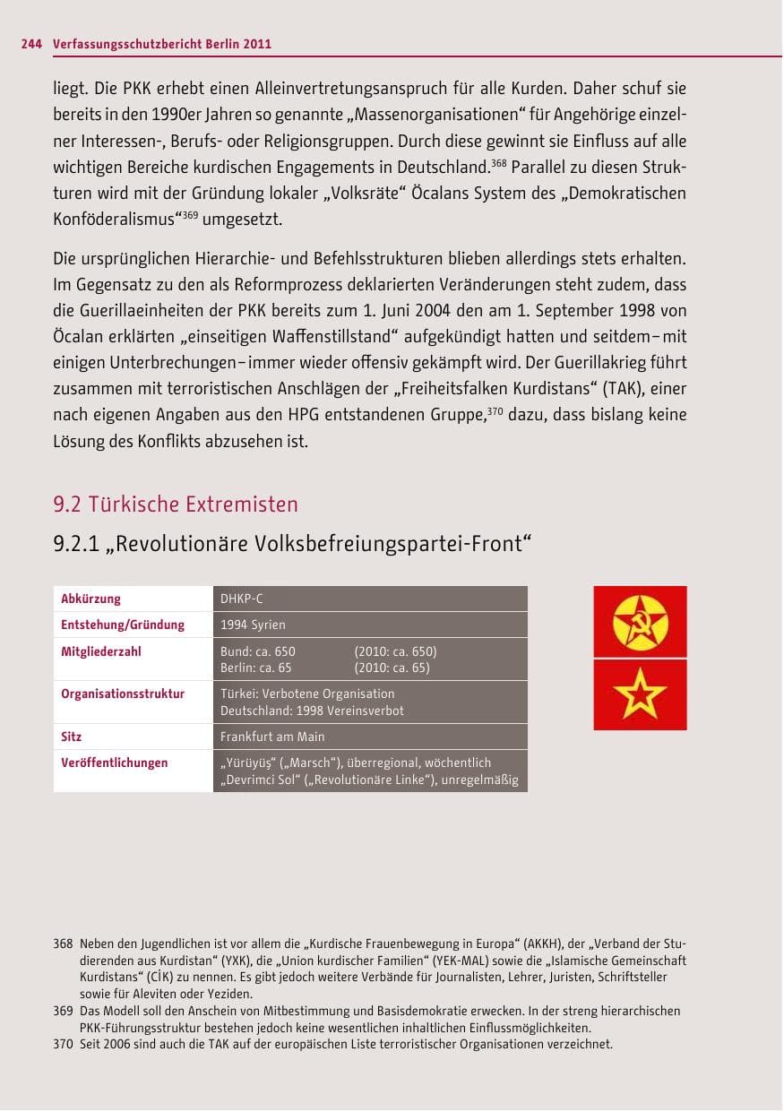 Seite 243 des Verfassungsschutzbericht 2011 Berlin