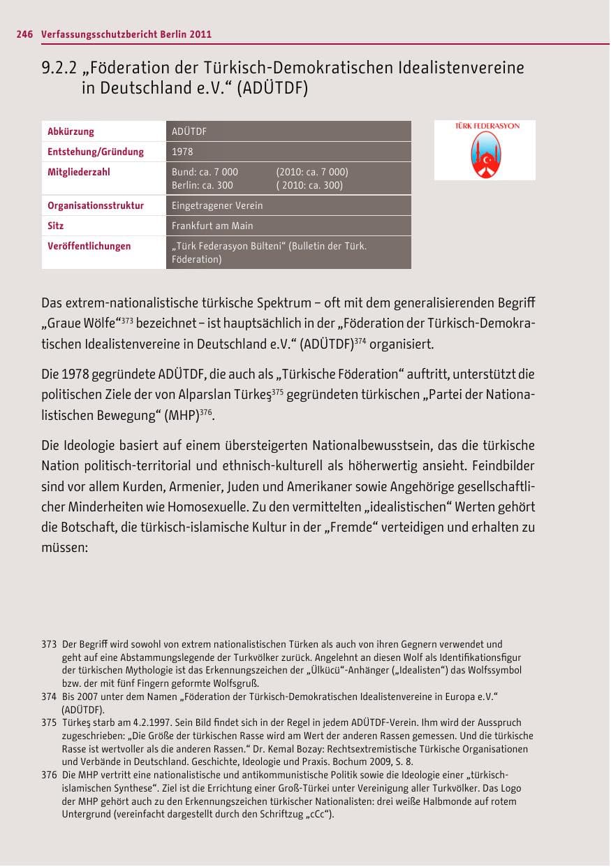 Seite 245 des Verfassungsschutzbericht 2011 Berlin