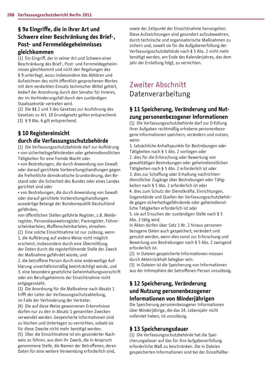 Seite 267 des Verfassungsschutzbericht 2011 Berlin