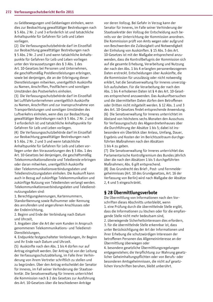 Seite 271 des Verfassungsschutzbericht 2011 Berlin