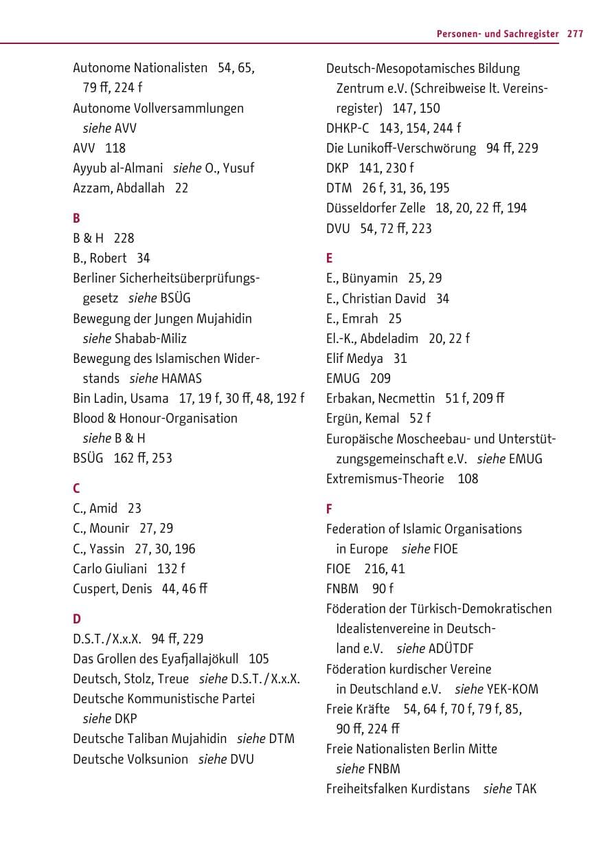 Seite 276 des Verfassungsschutzbericht 2011 Berlin