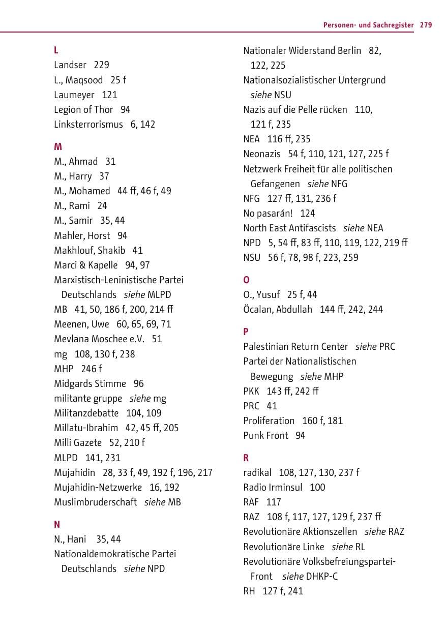 Seite 278 des Verfassungsschutzbericht 2011 Berlin
