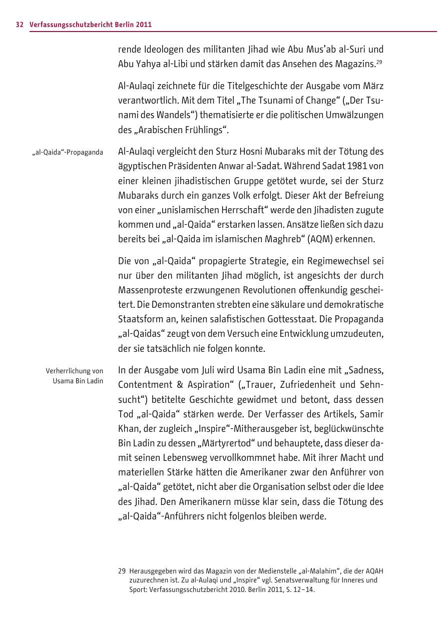 Seite 31 des Verfassungsschutzbericht 2011 Berlin