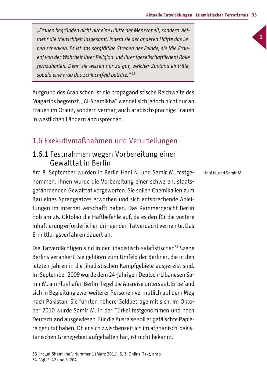 Seite 34 des Verfassungsschutzbericht 2011 Berlin