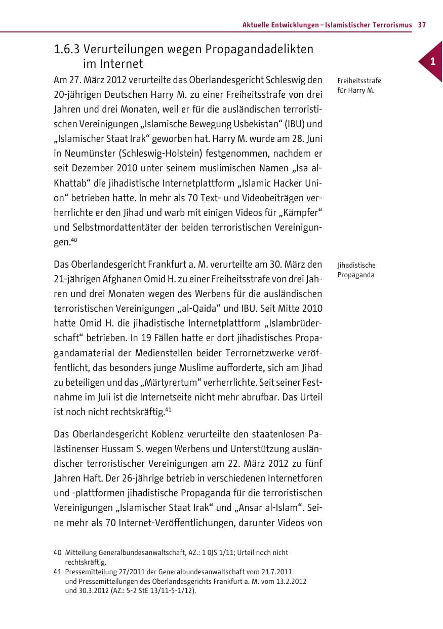 Seite 36 des Verfassungsschutzbericht 2011 Berlin