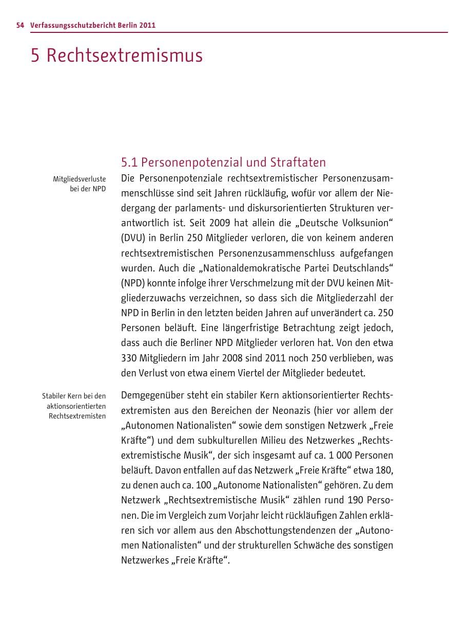 Seite 53 des Verfassungsschutzbericht 2011 Berlin