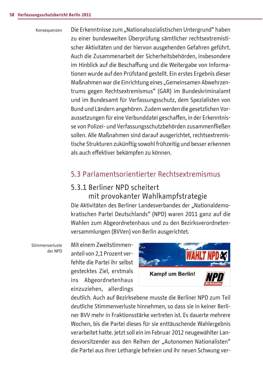 Seite 57 des Verfassungsschutzbericht 2011 Berlin