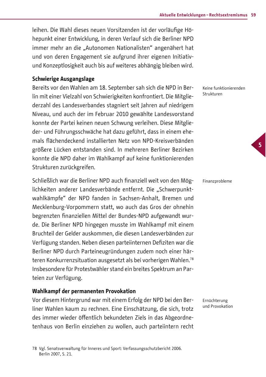 Seite 58 des Verfassungsschutzbericht 2011 Berlin