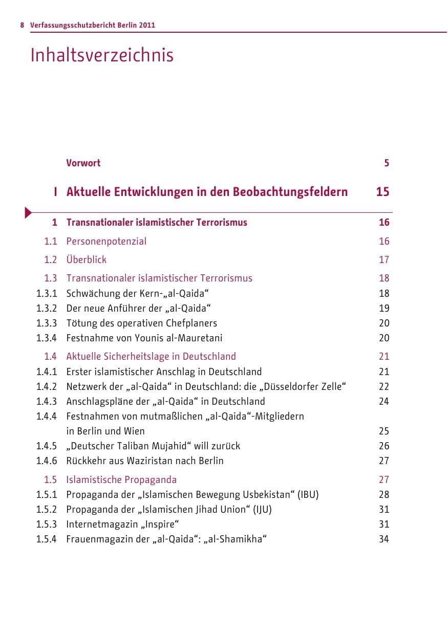 Seite 7 des Verfassungsschutzbericht 2011 Berlin