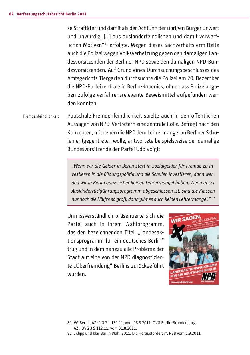 Seite 61 des Verfassungsschutzbericht 2011 Berlin