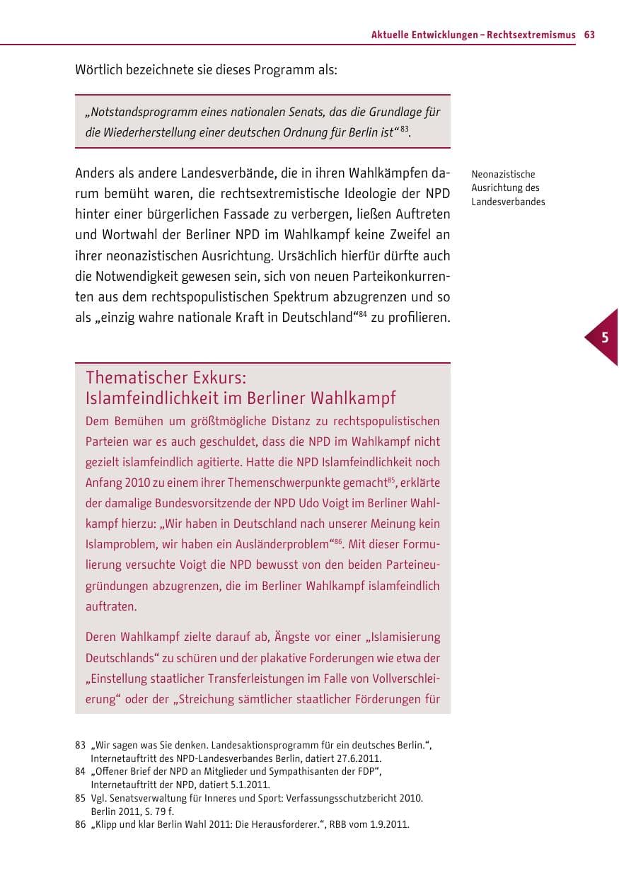 Seite 62 des Verfassungsschutzbericht 2011 Berlin