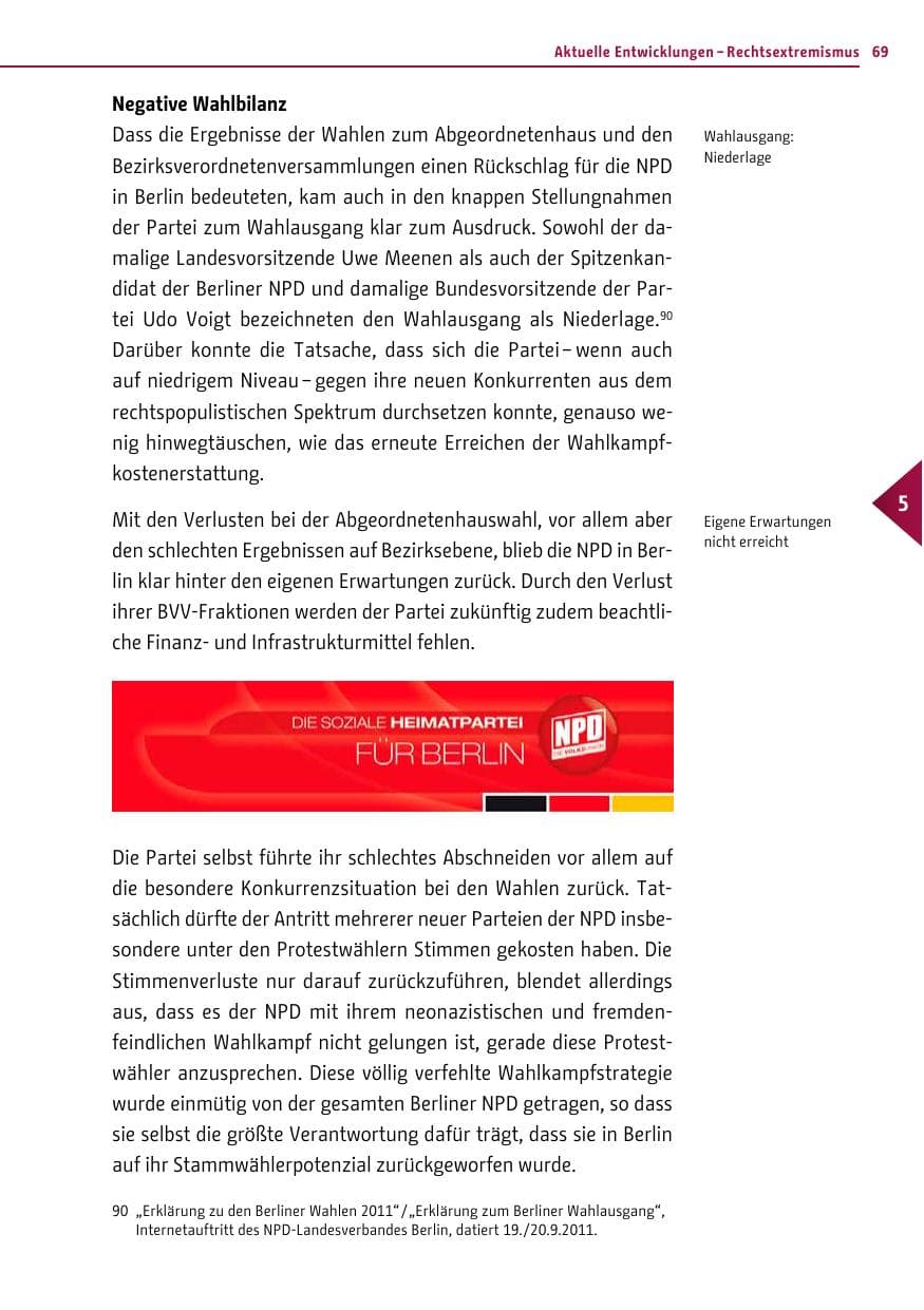 Seite 68 des Verfassungsschutzbericht 2011 Berlin