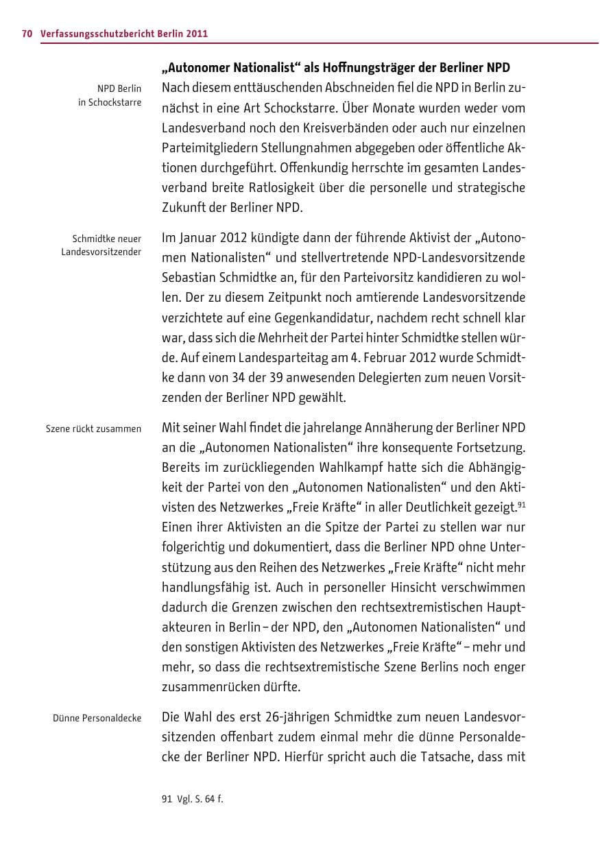 Seite 69 des Verfassungsschutzbericht 2011 Berlin