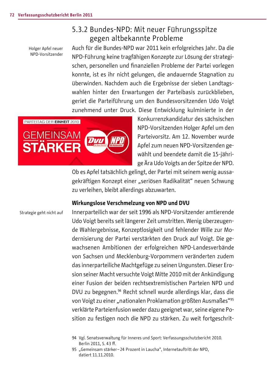 Seite 71 des Verfassungsschutzbericht 2011 Berlin