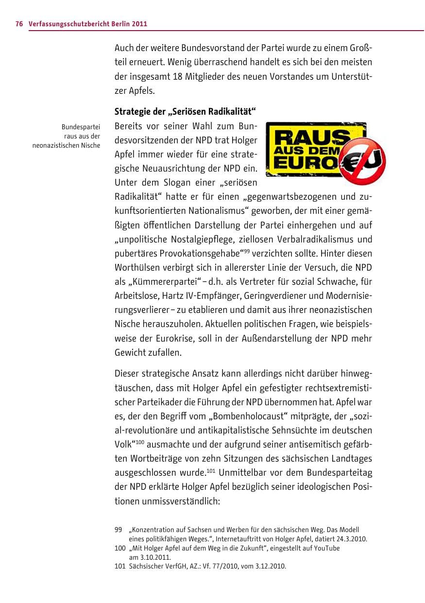 Seite 75 des Verfassungsschutzbericht 2011 Berlin