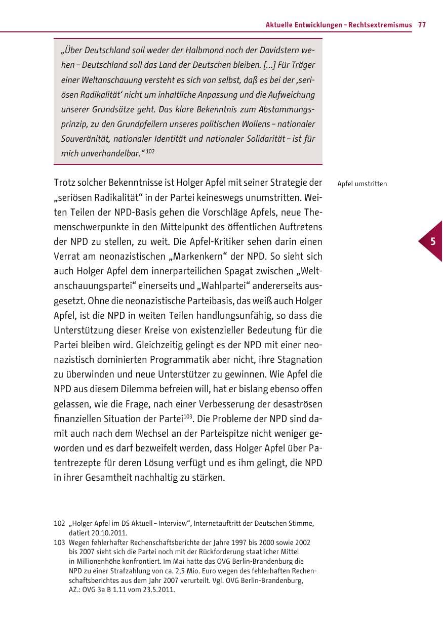 Seite 76 des Verfassungsschutzbericht 2011 Berlin