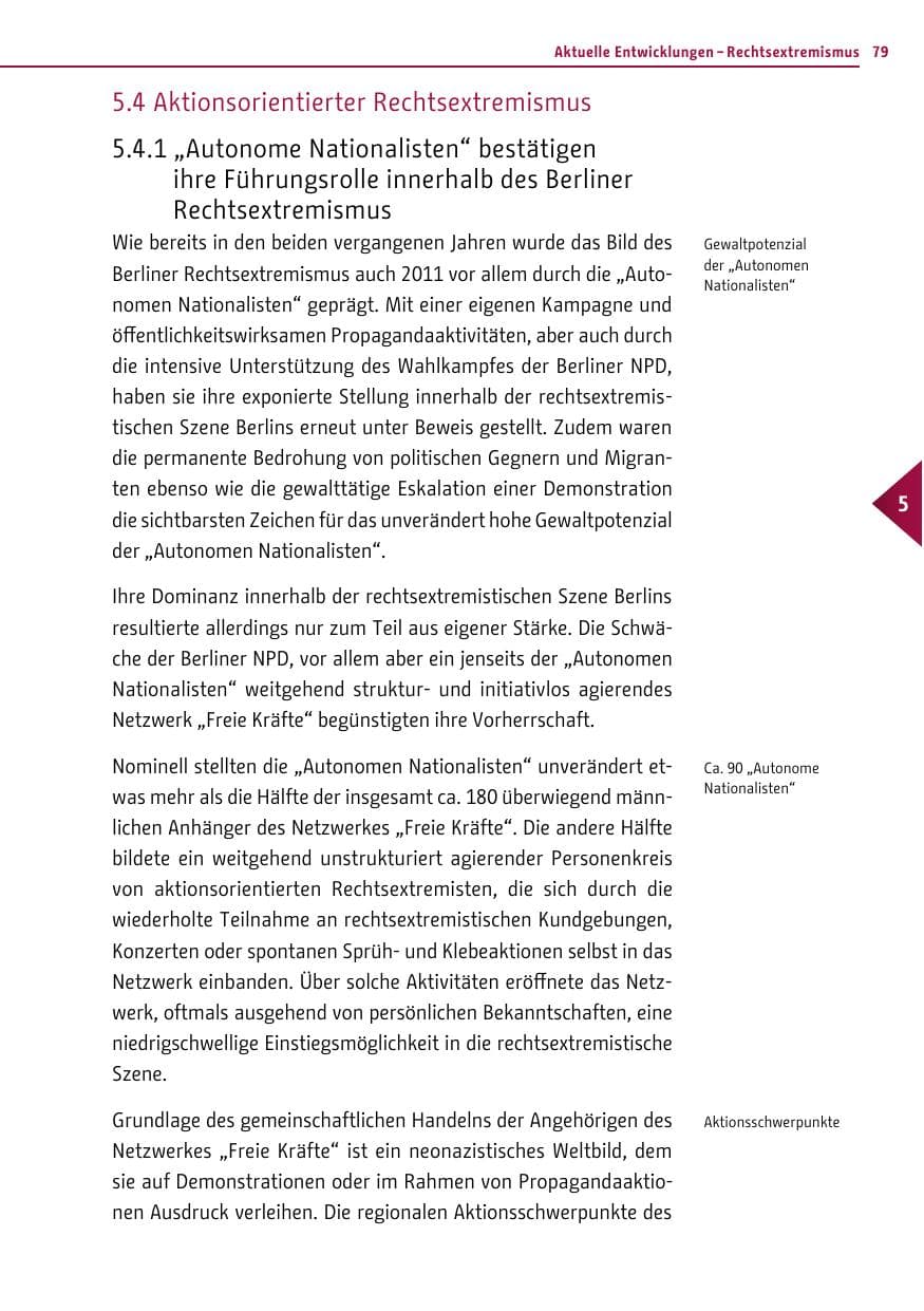 Seite 78 des Verfassungsschutzbericht 2011 Berlin