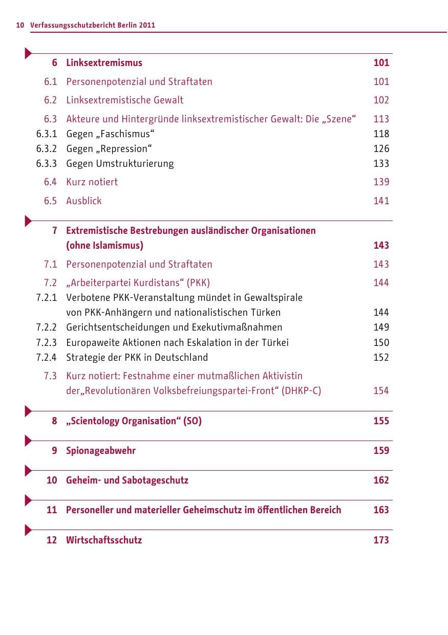 Seite 9 des Verfassungsschutzbericht 2011 Berlin