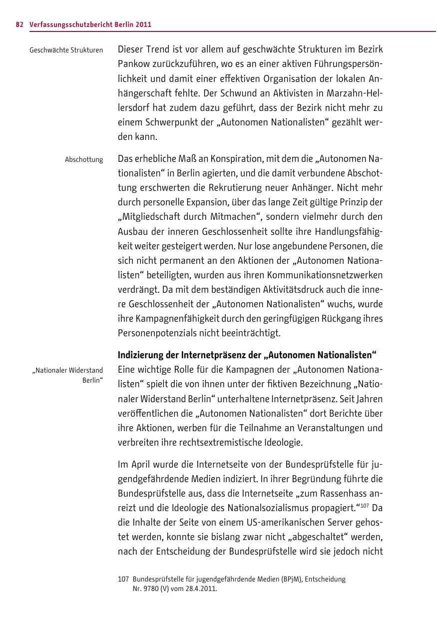 Seite 81 des Verfassungsschutzbericht 2011 Berlin