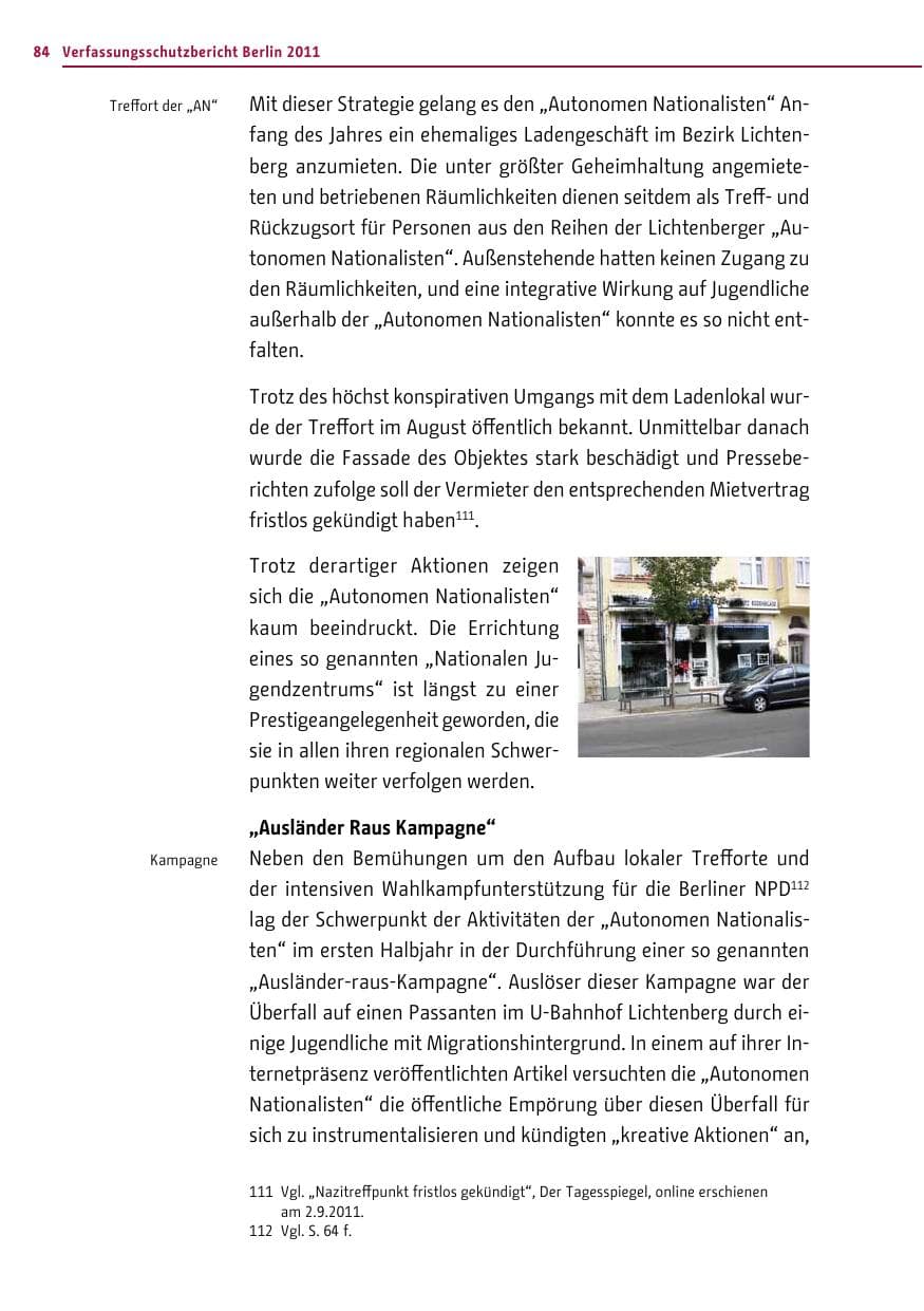 Seite 83 des Verfassungsschutzbericht 2011 Berlin