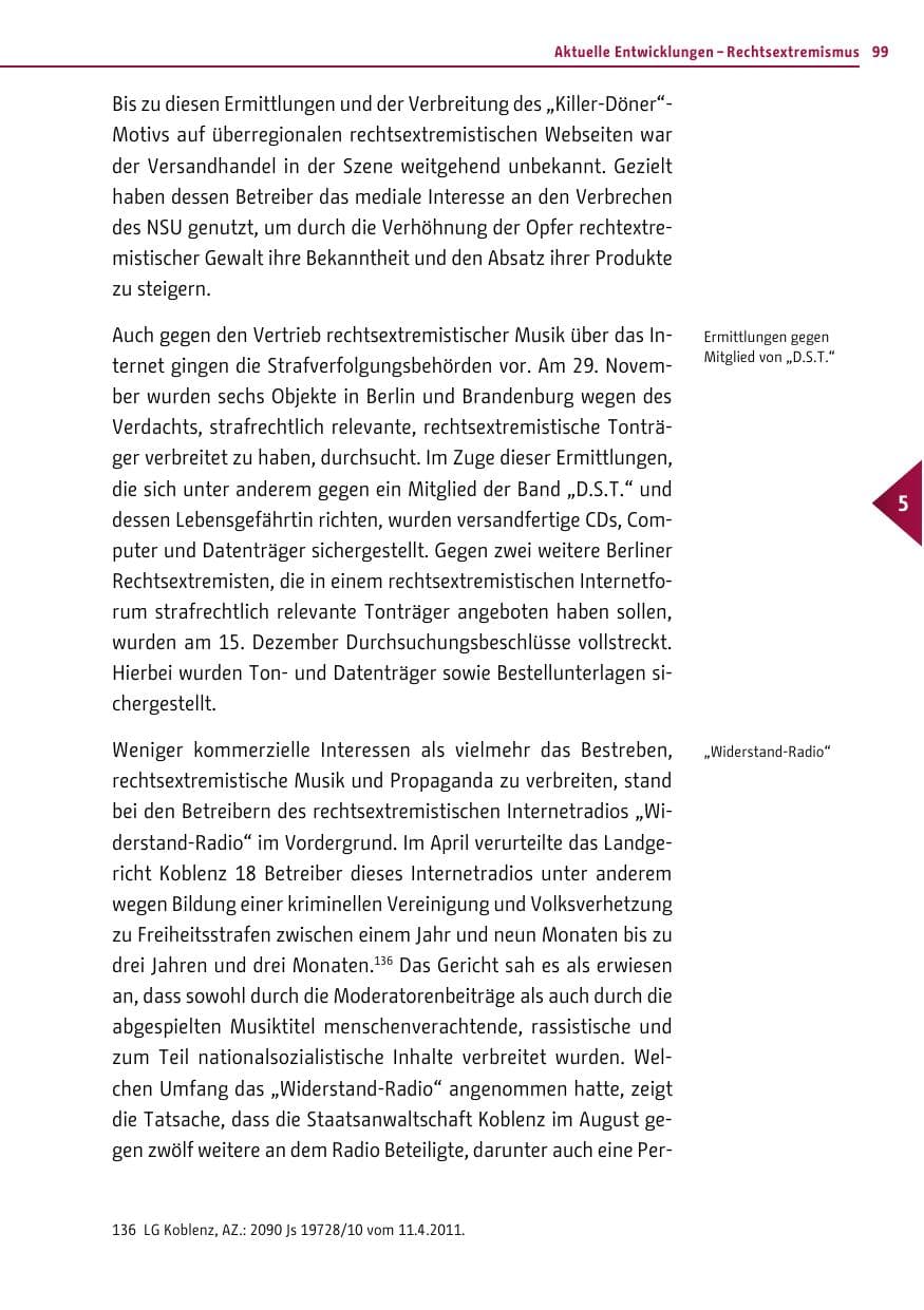 Seite 98 des Verfassungsschutzbericht 2011 Berlin