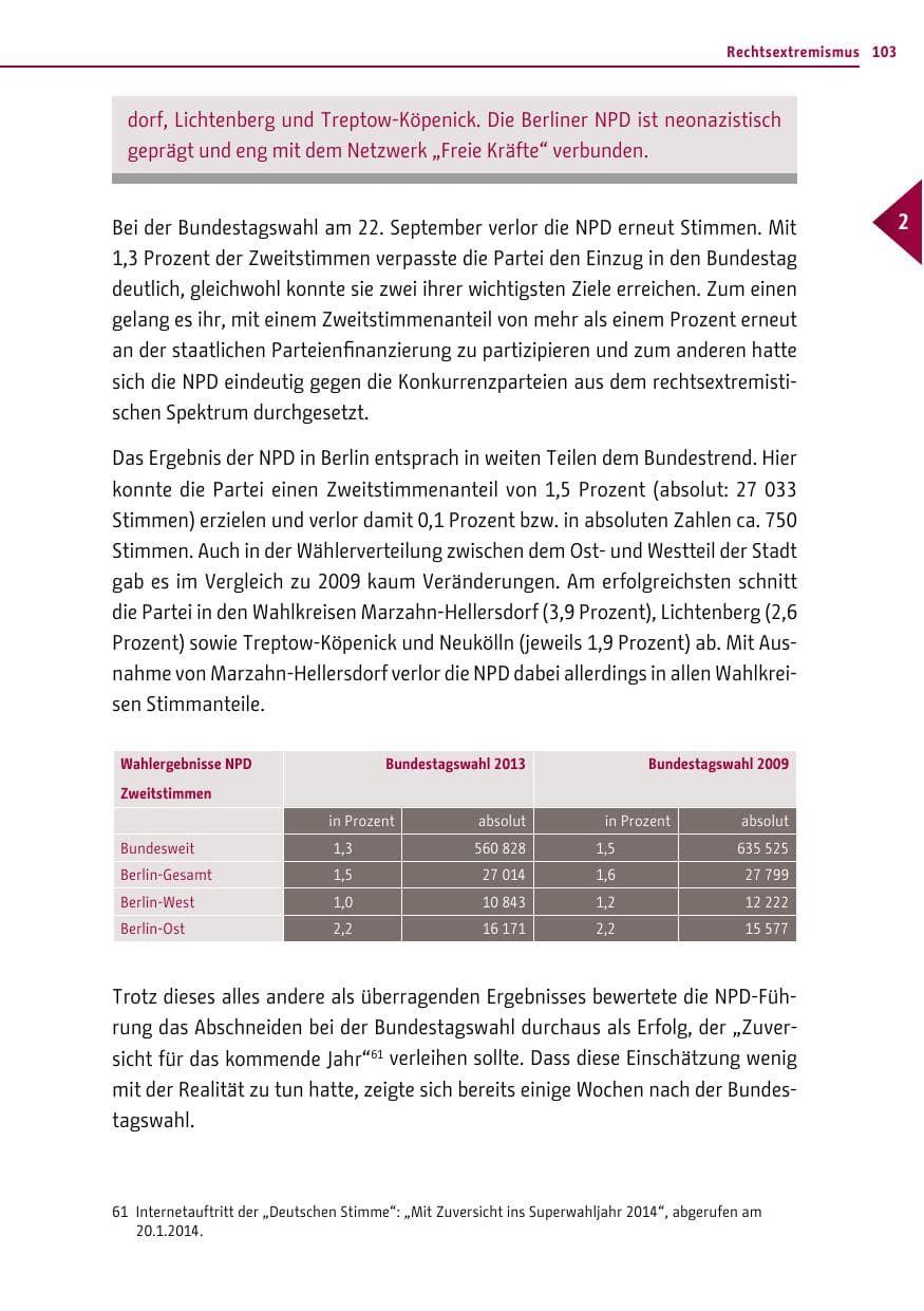 Seite 103 des Verfassungsschutzbericht 2013 Berlin
