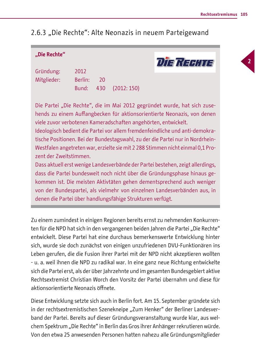 Seite 105 des Verfassungsschutzbericht 2013 Berlin