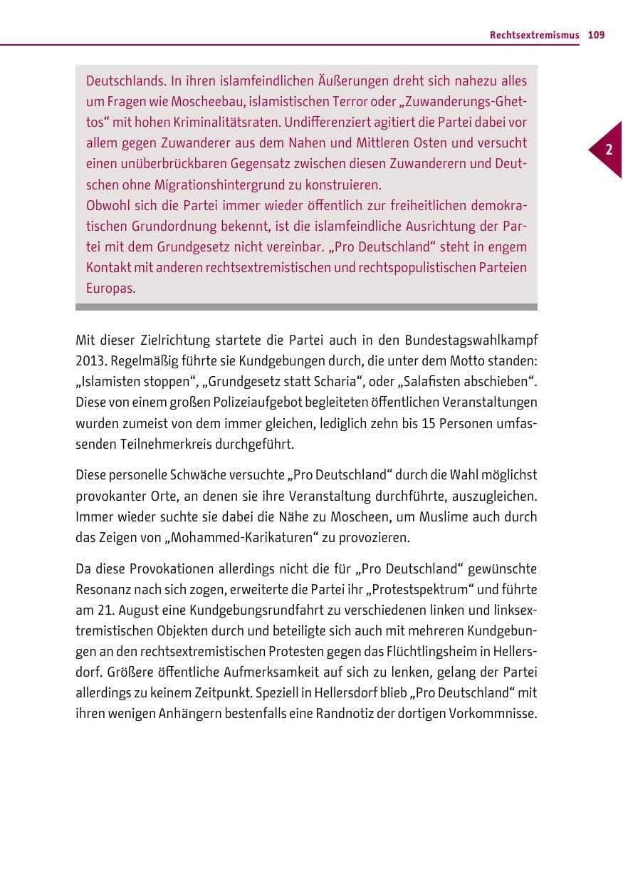 Seite 109 des Verfassungsschutzbericht 2013 Berlin