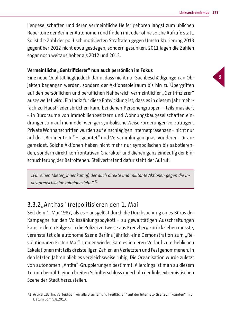 Seite 127 des Verfassungsschutzbericht 2013 Berlin