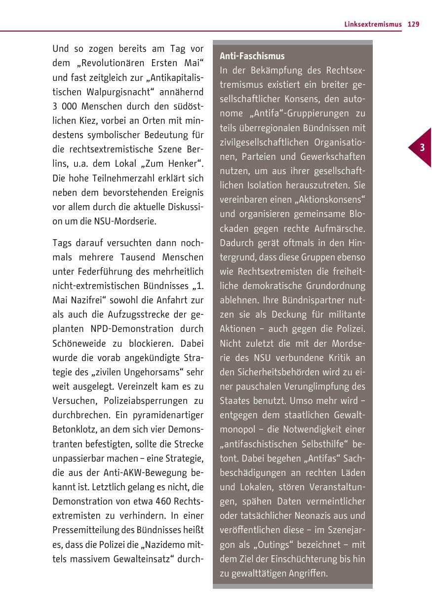 Seite 129 des Verfassungsschutzbericht 2013 Berlin