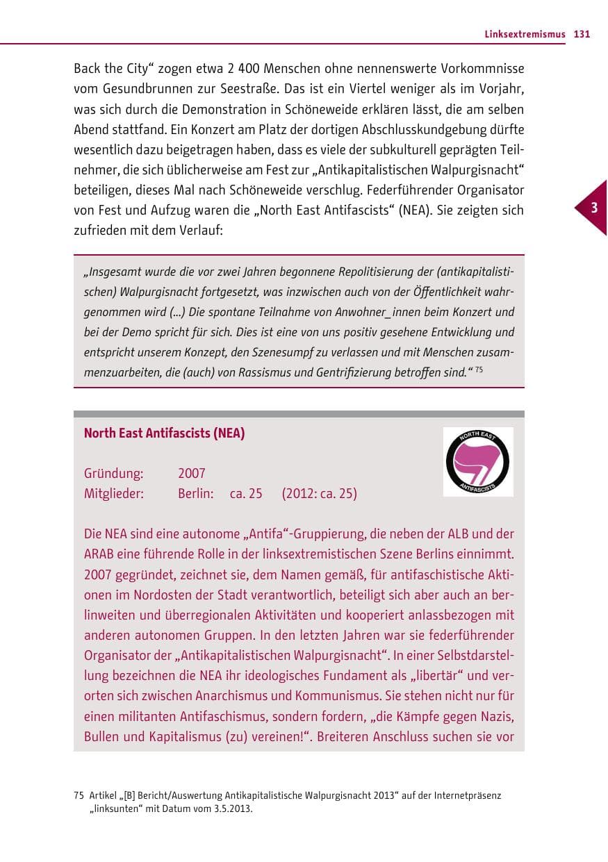 Seite 131 des Verfassungsschutzbericht 2013 Berlin