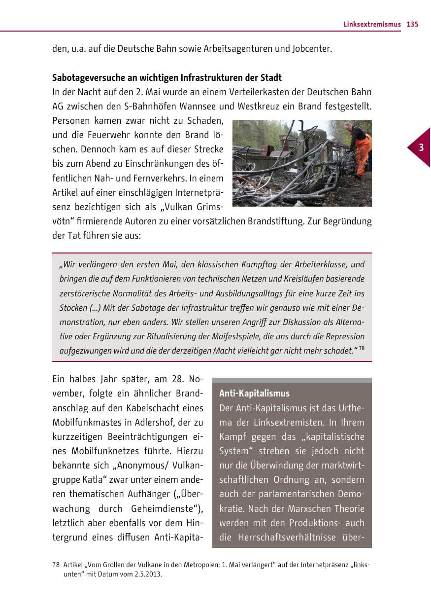 Seite 135 des Verfassungsschutzbericht 2013 Berlin