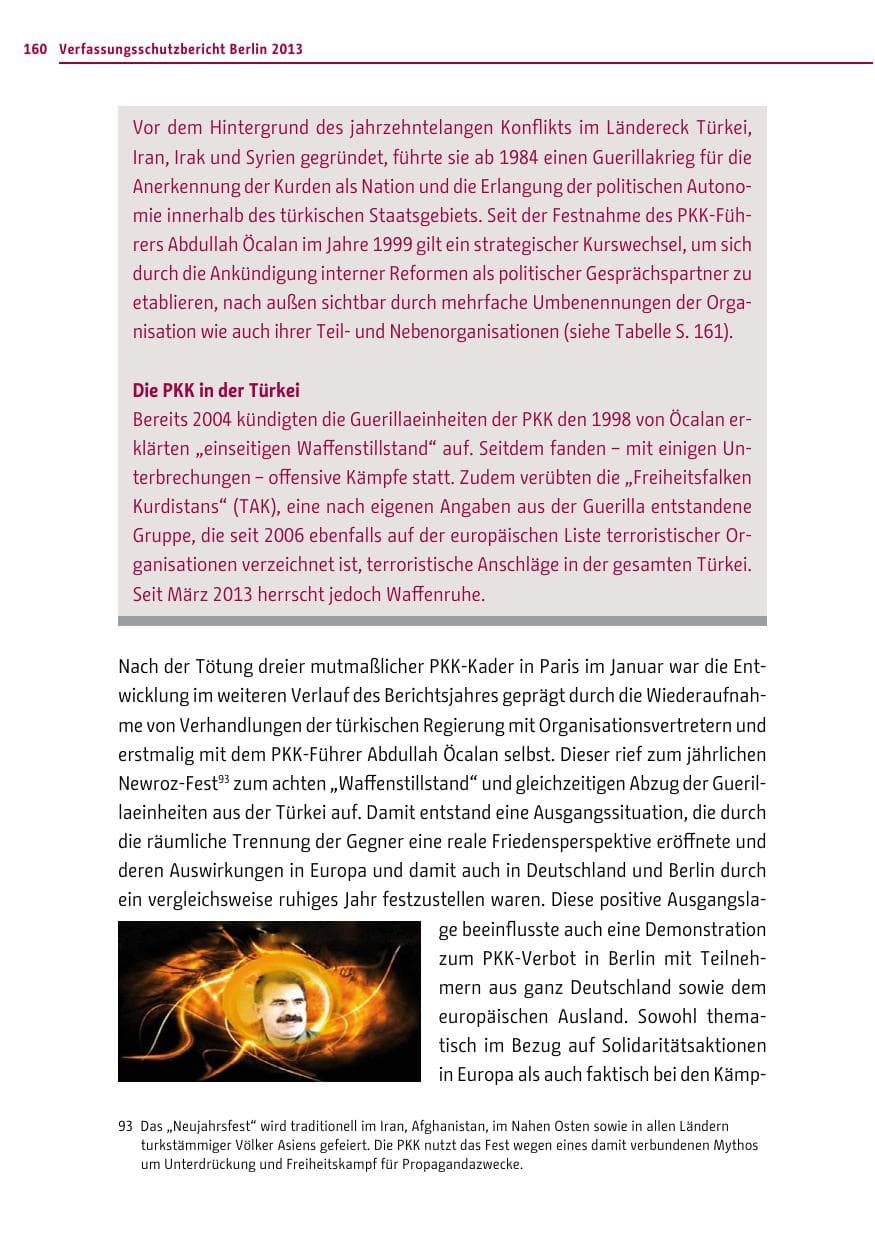 Seite 160 des Verfassungsschutzbericht 2013 Berlin