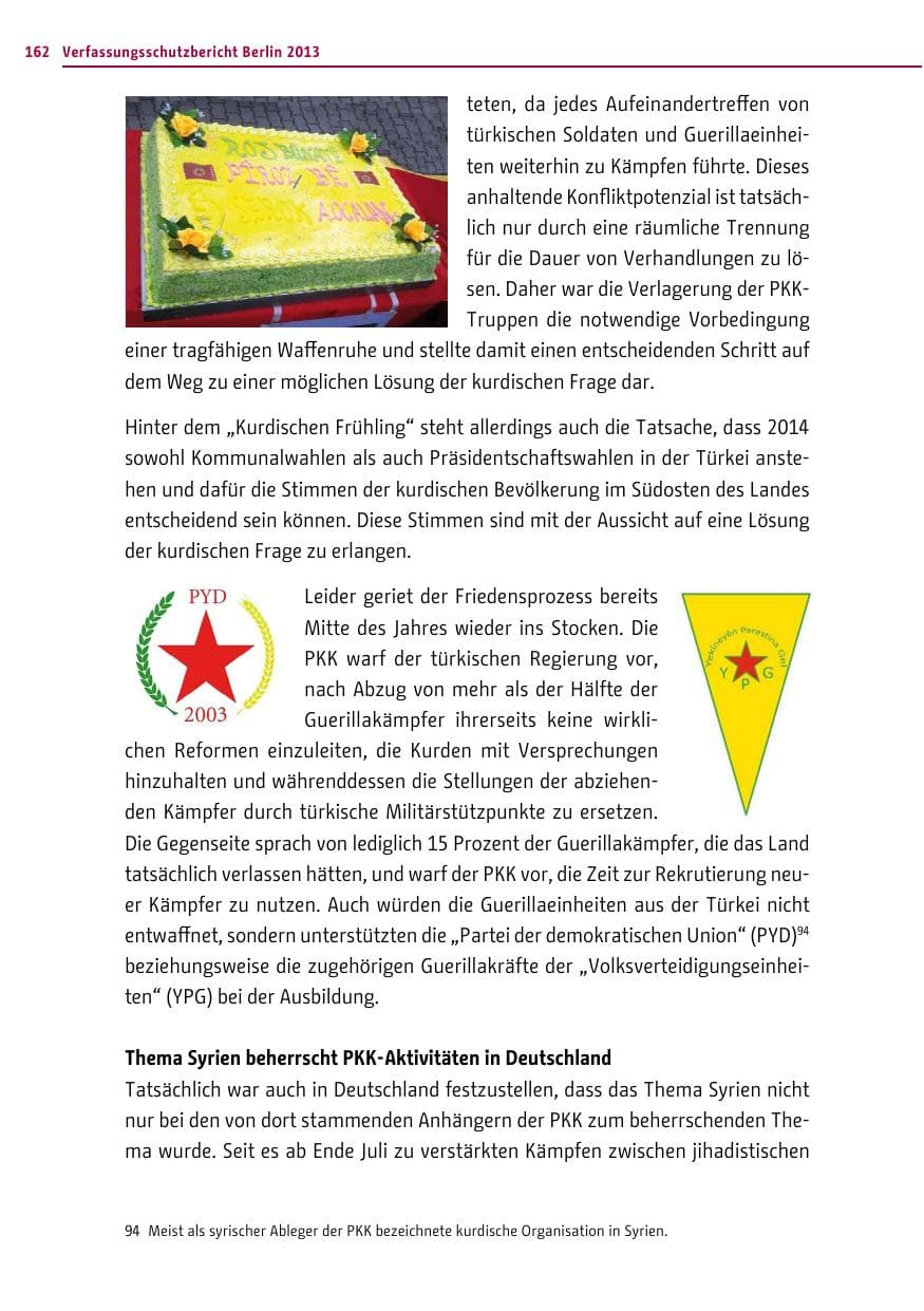 Seite 162 des Verfassungsschutzbericht 2013 Berlin