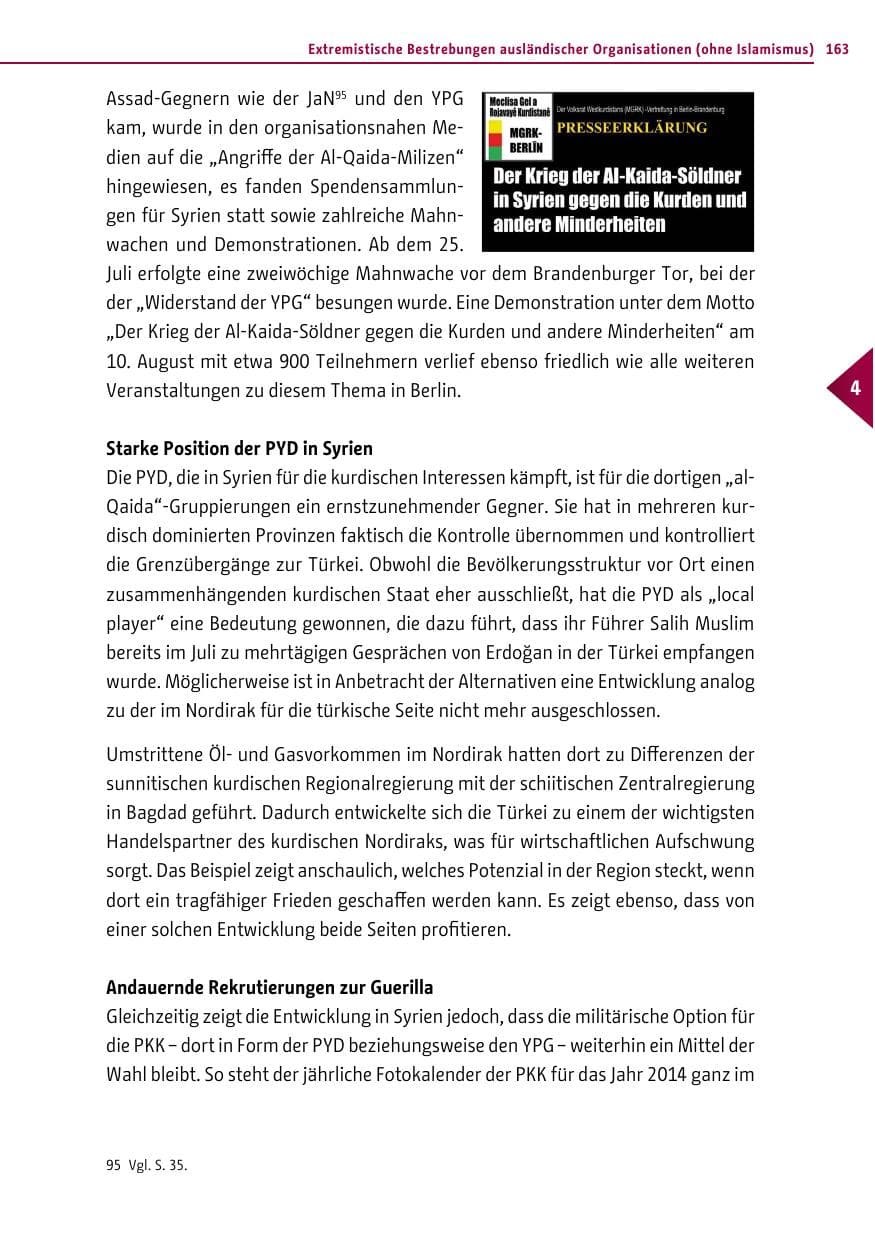 Seite 163 des Verfassungsschutzbericht 2013 Berlin